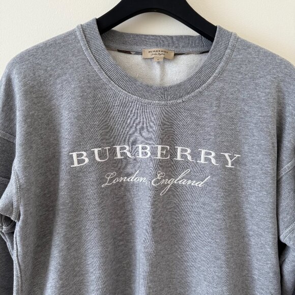 Burberry Grey Cotton Logo Sweatshirt Dress - Picture 3 of 7